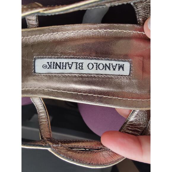 Gold Manolo Blahnik heeled sandals sz 39 - Picture 9 of 9